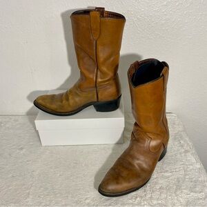 Vintage Sears Tan Leather Western Cowboy Boots Men’s Size 8 D Oil Resistant